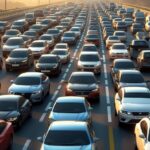 Faça imagens, o mais realista possível de um congestionamento com vários carros